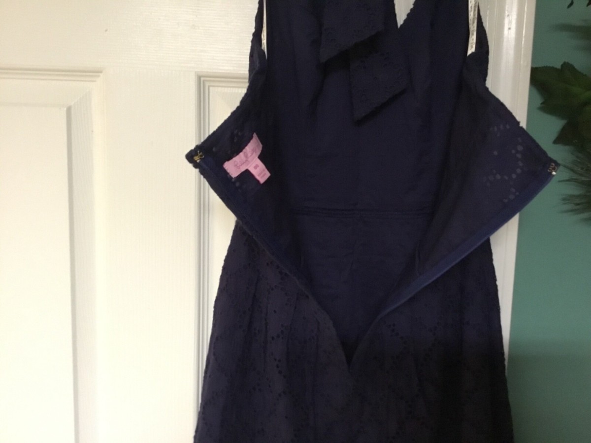 Lilly Pulitzer ROSS Navy Blue Charleston Eyelet Halter Dress Size 00  (CON61) | eBay