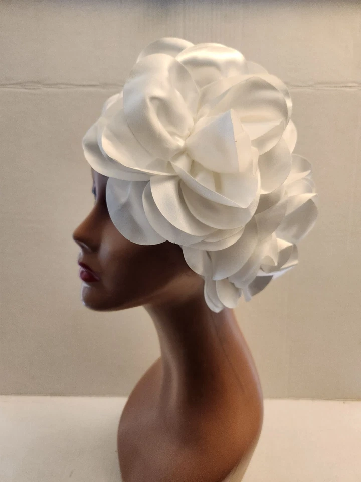 Designer Turban Fascinator Wedding Derby Bridal Church Tea Party Headwrap Hat - Image 2 of 4