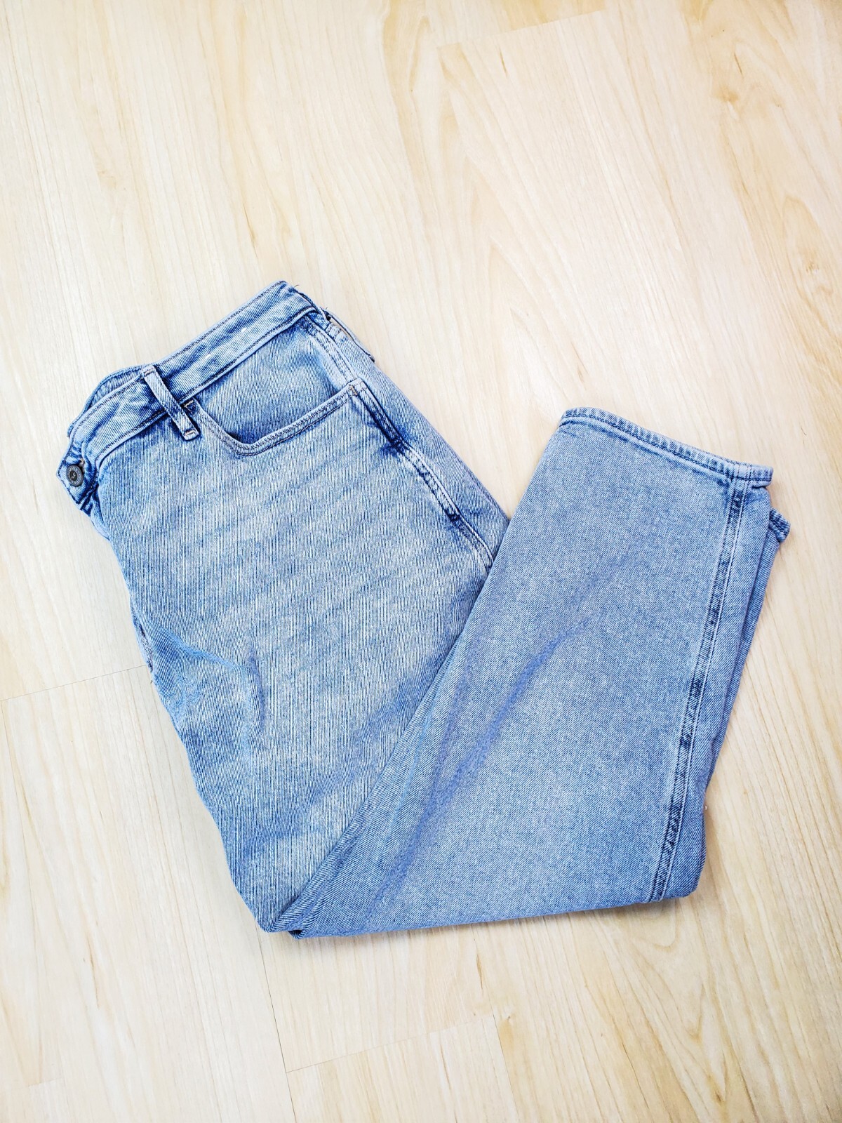 Hollister Curvy High Rise Mom Jeans Women's Vintage Stretch Crop Denim W34 L25-image