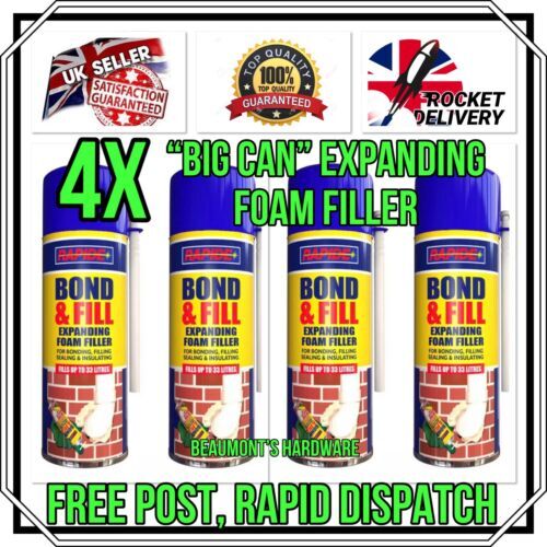 4x “BIG CAN” EXPANDING FOAM FILLER EXPANSION INSULATION BONDING FILLING SPRAY - Picture 1 of 2