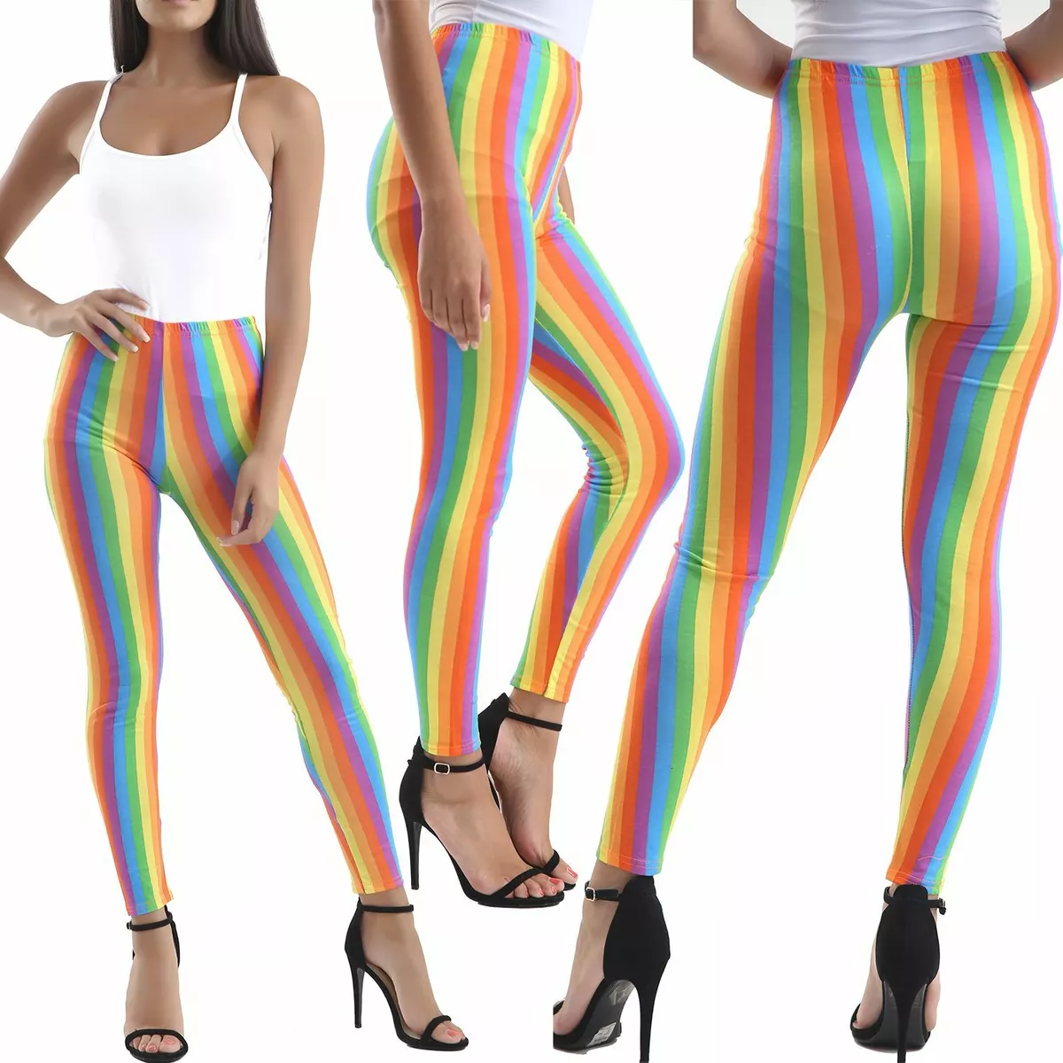 Ladies Gay Pride Rainbow Stripes Pants Womens LGBT Lesbian Festival Leggings