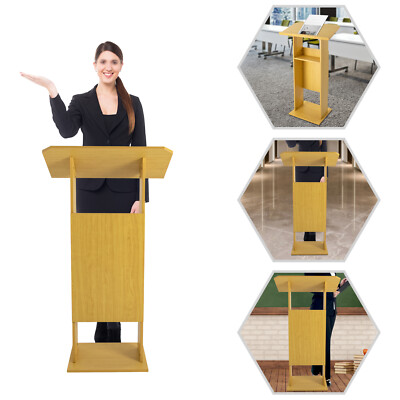 47.7'' Wood Conference Podium with Wheels for Presentations and Lectures