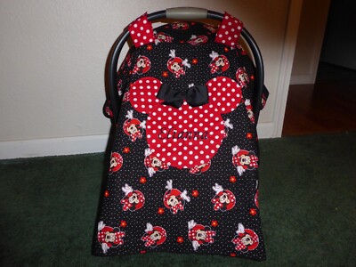 MINNIE MOUSE car seat canopy cover with name in your choice of fabrics  handmade