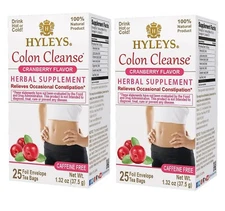2 packs of Hyleys Colon Cleanse Cranberry Improve Digestion 25 tea bag