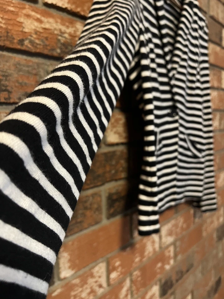 Caslon Blazer Black And White Striped 100% Cotton Long Sleeve Size PM - Image 4 of 4