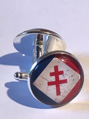 Boutons De Manchettes Cocarde Tricolore RF - Bleu, Blanc, Rouge, Argenté, 2cm, Neufs