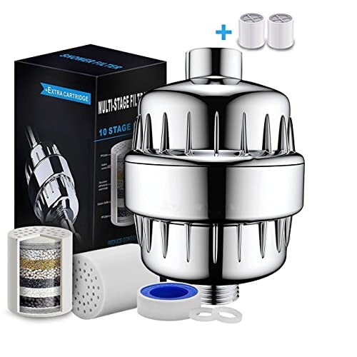 Purificador De Agua Con Filtro De Cabezal De Ducha De 20 Etapas Con 2 Cartuchos