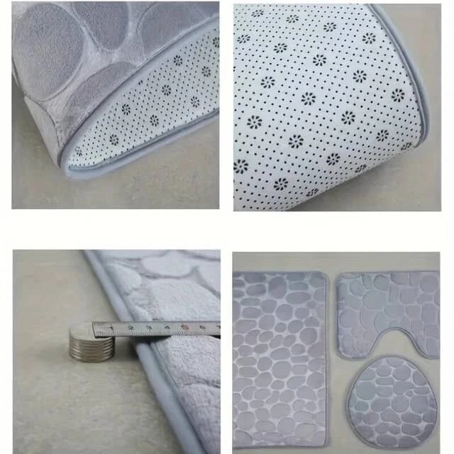 Juego de alfombrillas de baño 3 piezas de franela antideslizante para baño Foto 3 de 3