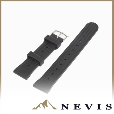 NEVIS Portree Waffle FKM Rubber Dive Watch Strap (MkII) - Black - 20mm - Black