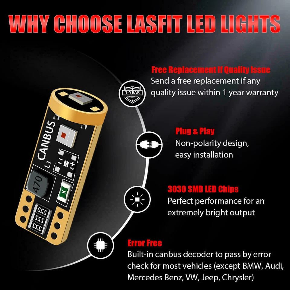 Bombillas traseras interiores LED T10 para Toyota RAV4 2013-2018 6000K rojas sin errores Foto 4 de 4