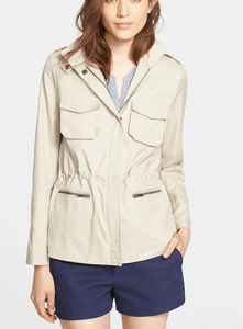 hooded cargo drawstring anorak jacket