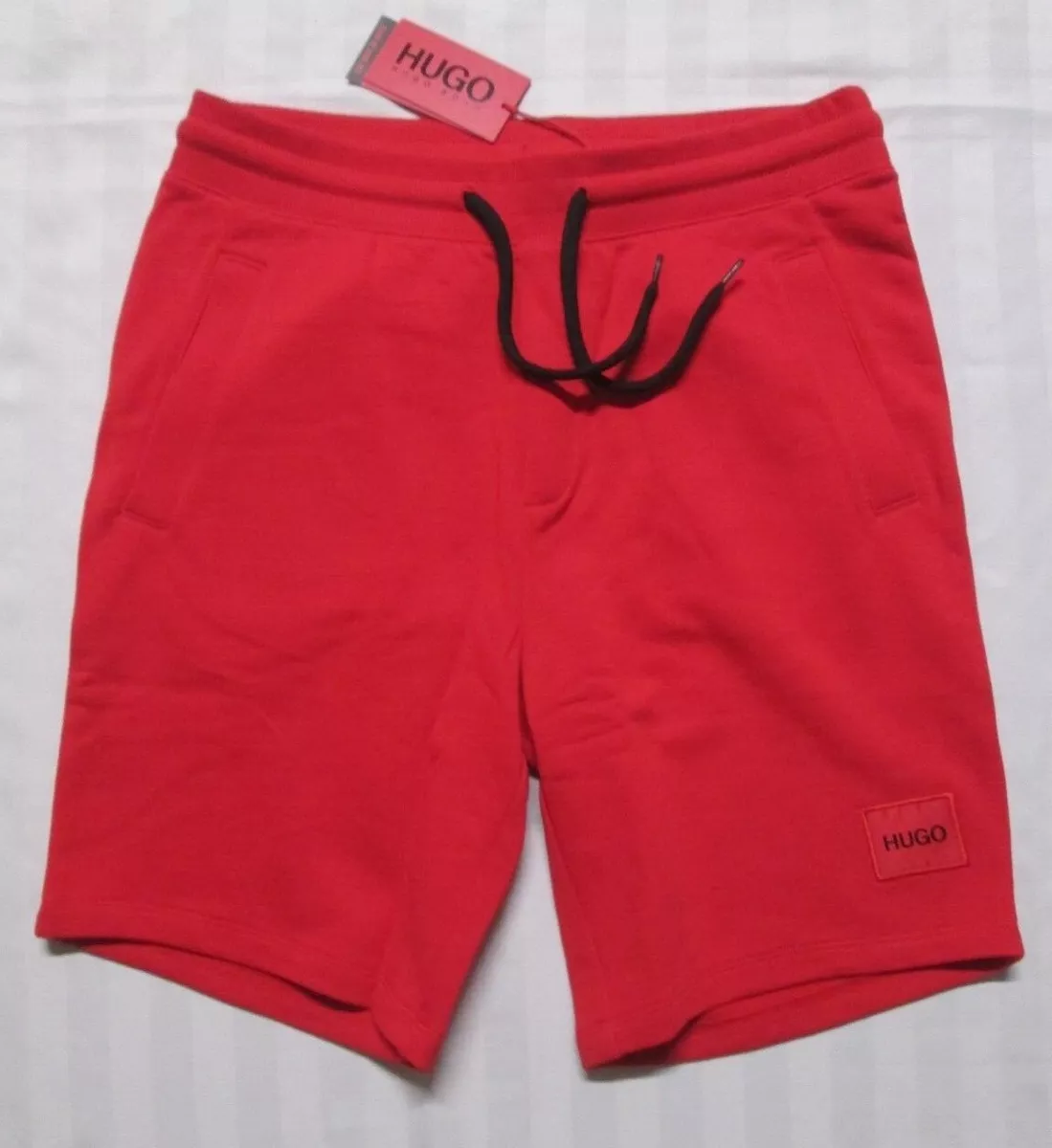 HUGO BOSS Mens DIS212 Red French Terry Jogging Sweat Shorts