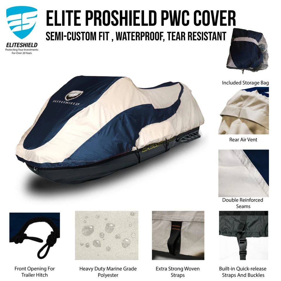 EliteShield Sea Doo GTI GTX Jet Ski PWC Cubierta Impermeable Remolcable Resistente Foto 2 de 4