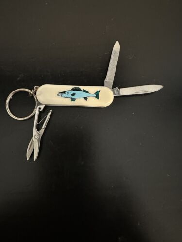 Small Fish Decal Key Chain Swiss Pocket Knife, File, Scissors and Toothpick