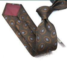 New Classic Polka Dot Brown Blue JACQUARD WOVEN 100 Silk Men's Necktie Tie