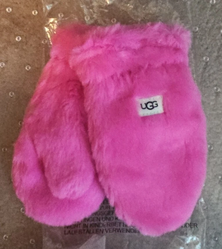 UGG KIDS FAUX FUR MITTENS ROSE PINK NWT 4 6 YEARS eBay