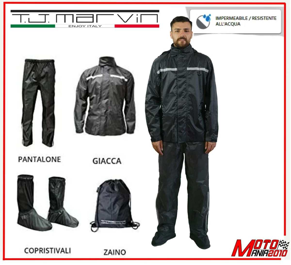 Abbigliamento Moto e Accessori - Anti Pioggia Acqua Impermeabile Tuta Giacca Pantalone Copri Guanto Stivale Moto