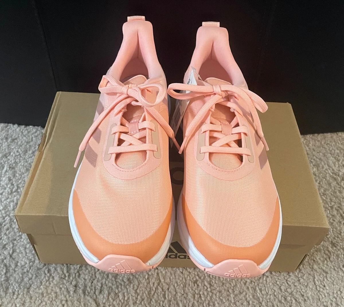 NWB ADIDAS FORTARUN K 6.5 YOUTH ORANGE PEACH IRIDESCENT STRIPE