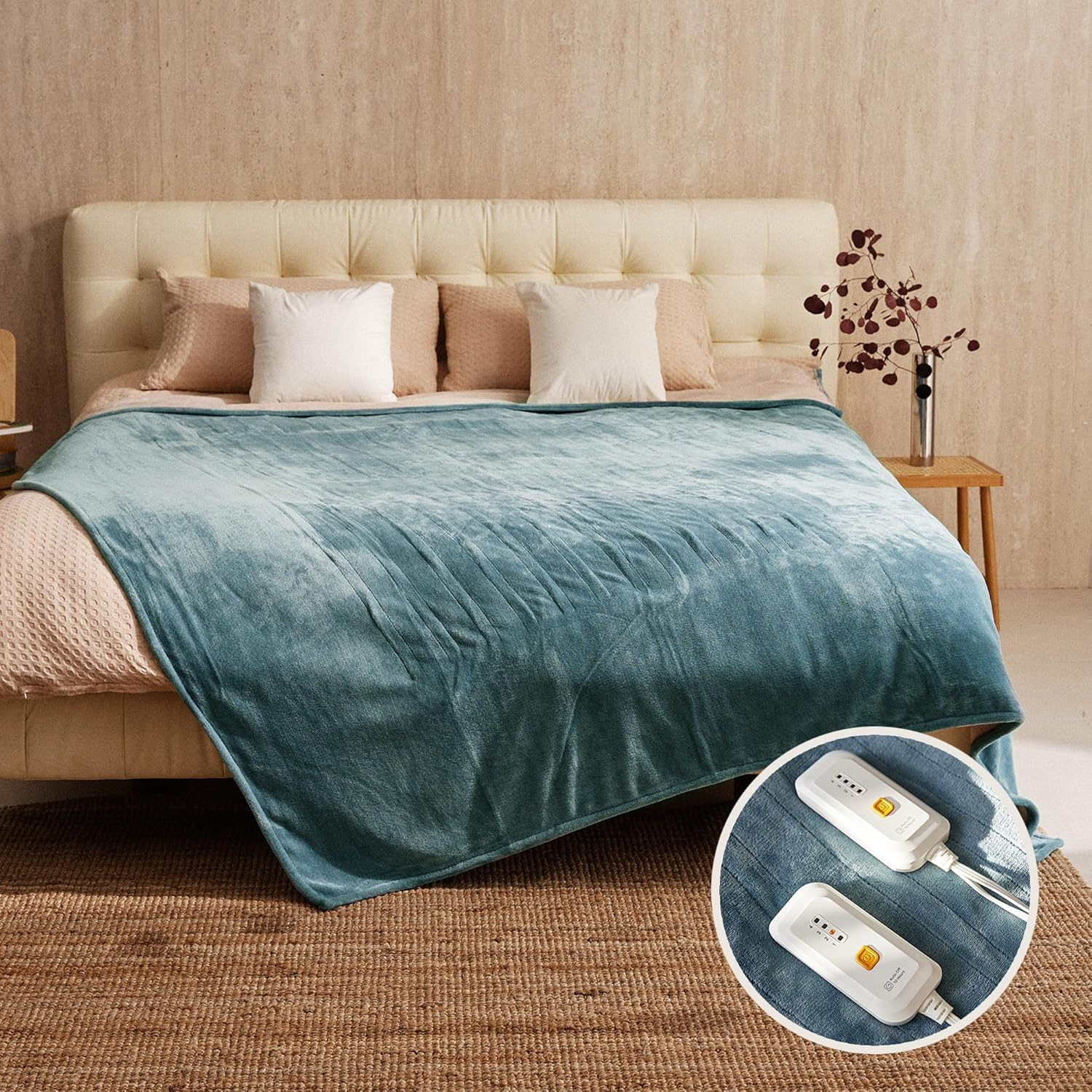 Heated Flannel Electric Blanket Queen Size 84x90 ETL FCC Certified Cozy Throw  