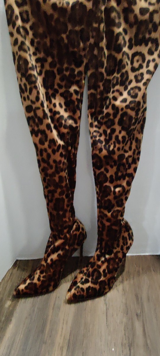 Mikhail Leopard Ladies Thigh High Heel Boots Heel)