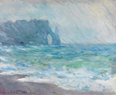 Regnvær, Etretat by Claude Monet Giclee Museum Size Repro on Canvas