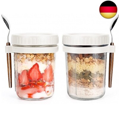 2 Pack Overnight Oats Gläser, Overnight Oats Container mit Deckel und Löffel, 2