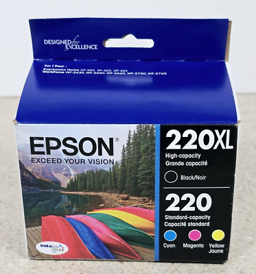 Genuine Epson 220 Ink Cartridges - Black XL & 2 Each Of Colors Sealed BB 5/2027