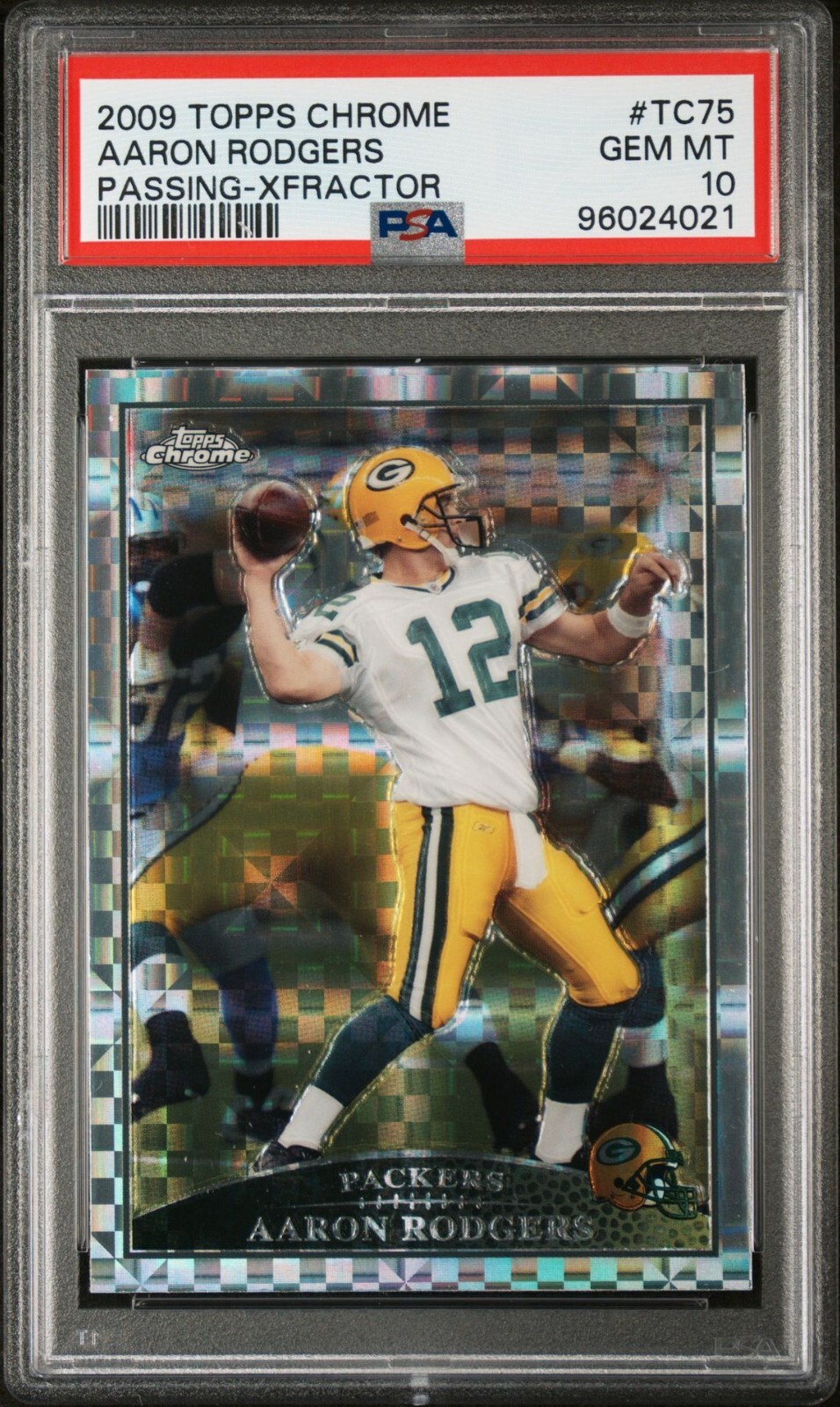 2009 TOPPS CHROME AARON RODGERS PASSING XFRACTOR #TC75 PACKERS PSA 10 LOW POP