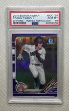 CORBIN CARROLL 2019 BOWMAN DRAFT CHROME PURPLE REFRACTOR /250 #BDC125 PSA 10 