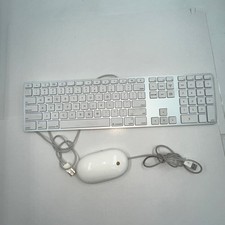 Apple A1243 USB Wired Ultra-Thin Aluminum Keyboard - Silver w/ Mouse A1152