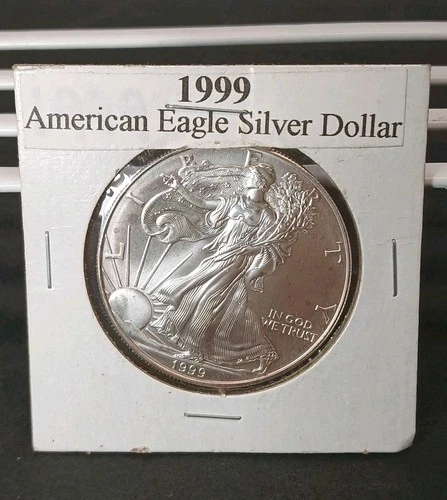 1999 American Silver Eagle ASE 1oz .999 Fine Silver BU In Sealed Cardboard NM