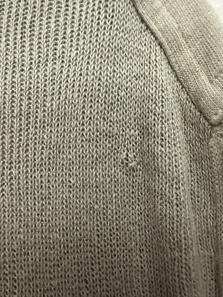 Zegna Sport Garment Dyed Linen Blend Mock Neck Pullover Size Medium Beige Flaw  - Image 3 of 4