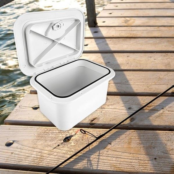 Marine Deck Storage Box Rotate to Open and Close Lockable White