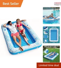 Inflatable Tanning Pool Float Vinyl 80x56 Relax Sunbathing Lounger Water Bed