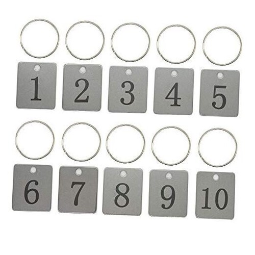 Rectangle Stainless Steel Number Tags Key Tags ID Tags with Key Rings (1-25)