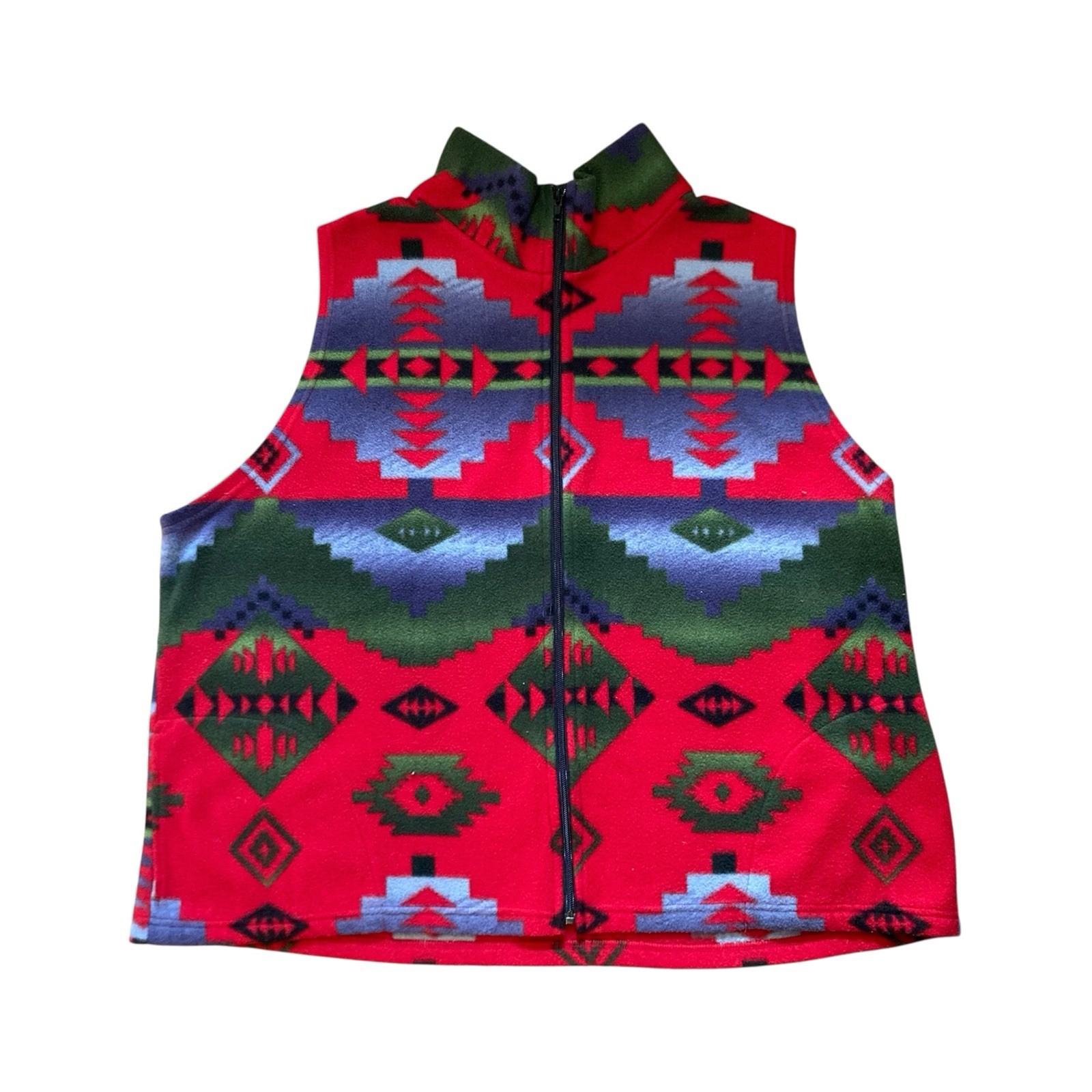 Back In The Saddle Fleece Womens Vest Aztec Western Full Zip 3XL