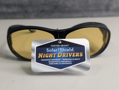 NWT Solar Shield Night Drivers SS FO-003 MBLK MD Fits Over Yellow Lenses Sides