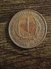 1965 British East Caribbean States Territories 1 Cent Coin Eastern Group TK8289*