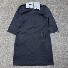 Talbots Cotton Knit Shift Dress Collared Yacht Academia Preppy School Sz M Navy