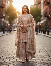 SALWAR KAMEEZ PAKISTANI INDIAN WEDDING PARTY WEAR DRESS BOLLYWOOD SUIT SHARARA