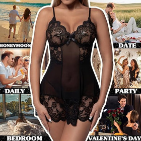 Women's Sexy-Lingerie Babydoll G-string Sleepwear Underwear Lace Dress Nightwear
