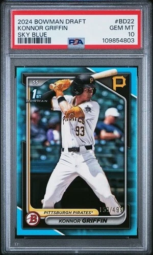 2024 Bowman Draft Sky Blue 159/499 Konnor Griffin #BD-22 1st RC PSA 10 Low Pop‼️