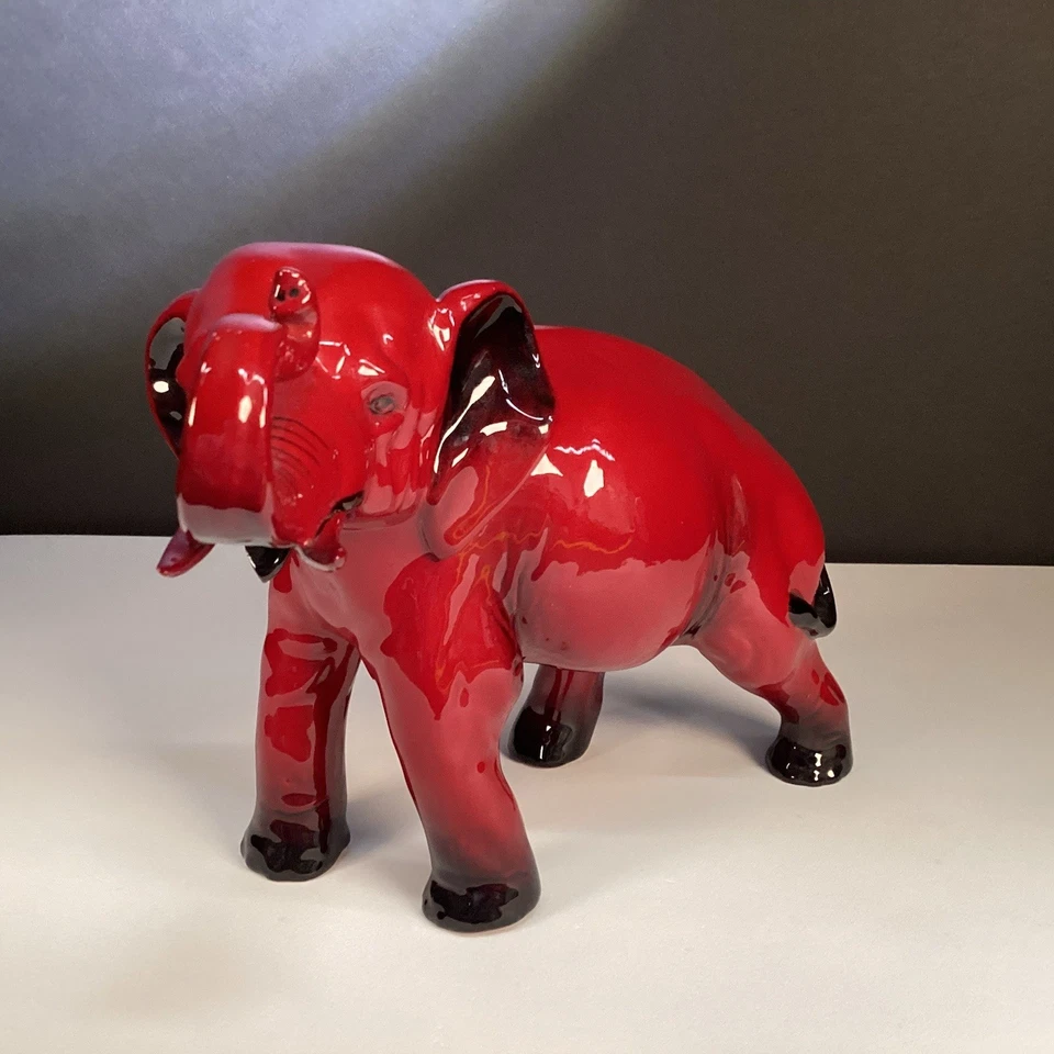 Royal Doulton FLAMBE Glaze ELEPHANT Red Black UK Figurine Porcelain READ - Image 2 of 4