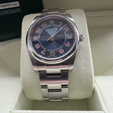 Rolex Airking 114200 concentric blue rare dial Full set. Excellent condition