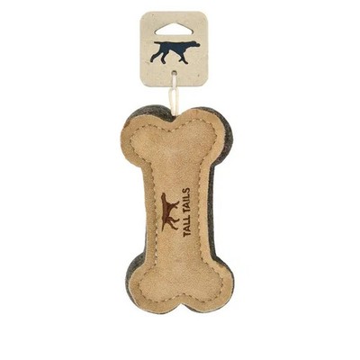 Tall Tails Leather And Wool Bone Shaped Dog Chew Toy 6 Inch