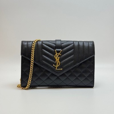 YSL Envelope Small Crossbody Bag Black Leather For Women