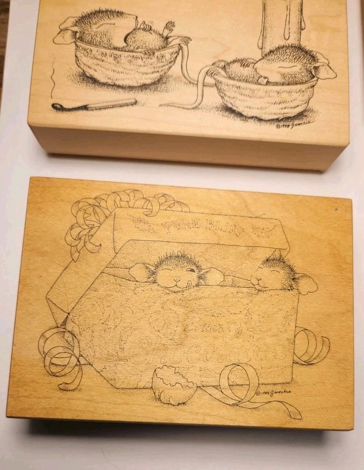 Vintage House Mouse Rubber Stamp Lot of 13 Stampa Rosa Sewing Bird Mice - Image 4 of 4