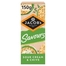 JACOB'S Savours Thins Sour Cream & Chive Crackers, 150 g 150 g (Pack of 1)