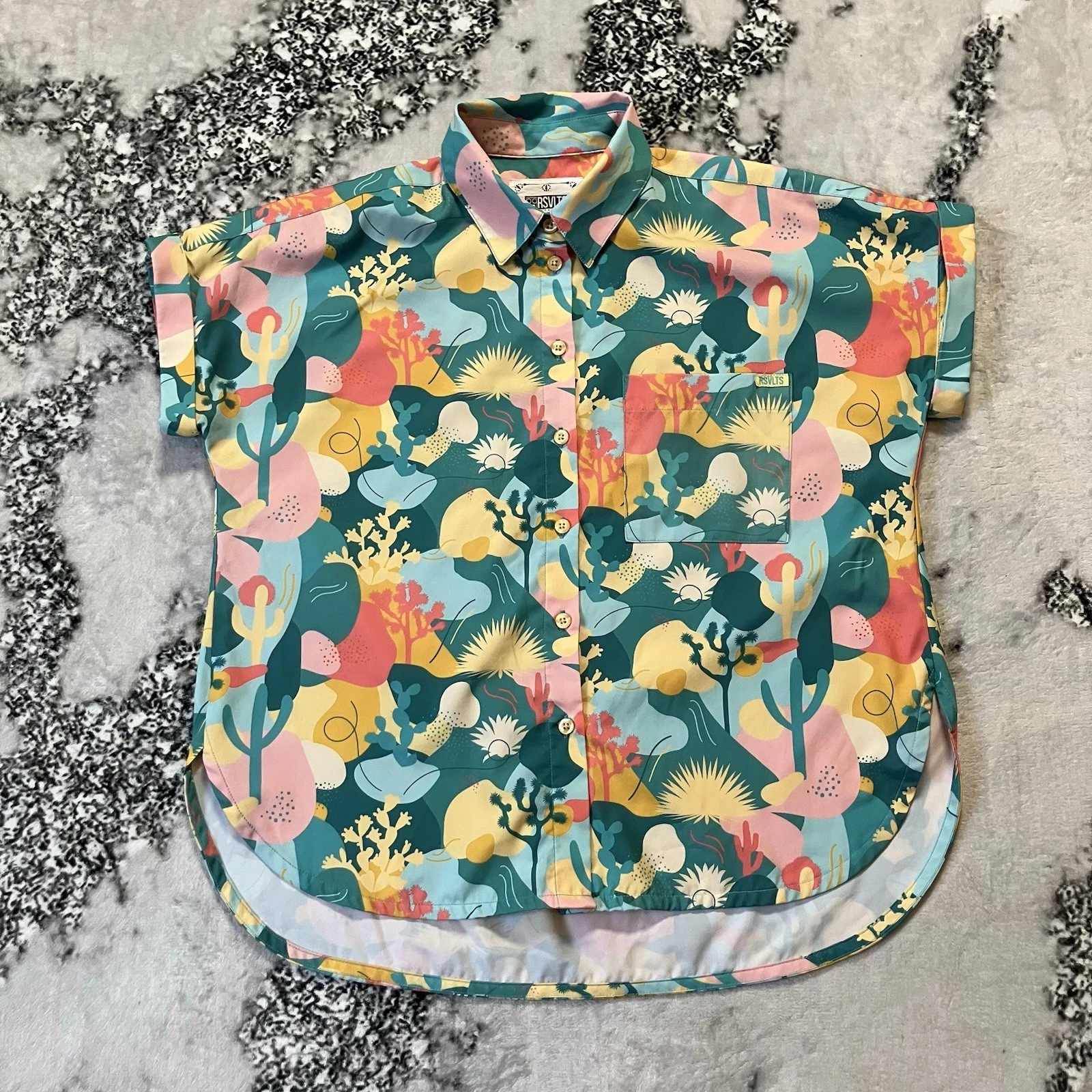 RSVTS Kunaflex Shirt Mens XS Floral Tropical Hawaiian Button Up Short Sleeve