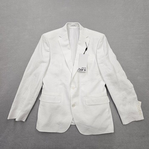 Bar III Mens 36S Slim-Fit White 100% Linen Suit Jacket Blazer